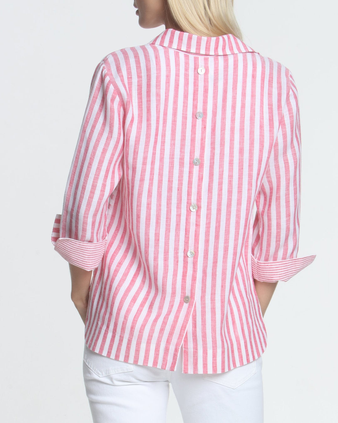 FINAL SALE NO RETURNS/EXCHANGES - Aileen 3/4 Sleeve Luxe Linen Stripes Top
