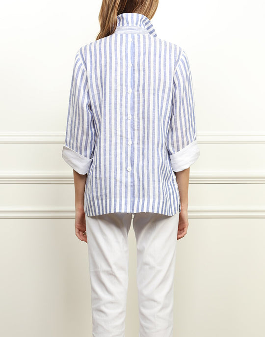 FINAL SALE NO RETURNS/EXCHANGES - Aileen 3/4 Sleeve Luxe Linen Stripes Top