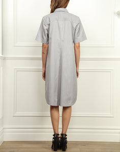 Lori A-line Shirtdress In Tahitian Pearl and White Mini Stripe