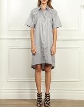 Load image into Gallery viewer, Lori A-line Shirtdress In Tahitian Pearl and White Mini Stripe