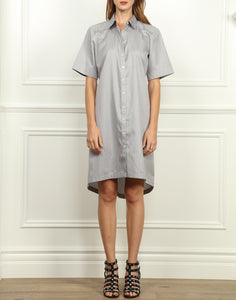 Lori A-line Shirtdress In Tahitian Pearl and White Mini Stripe