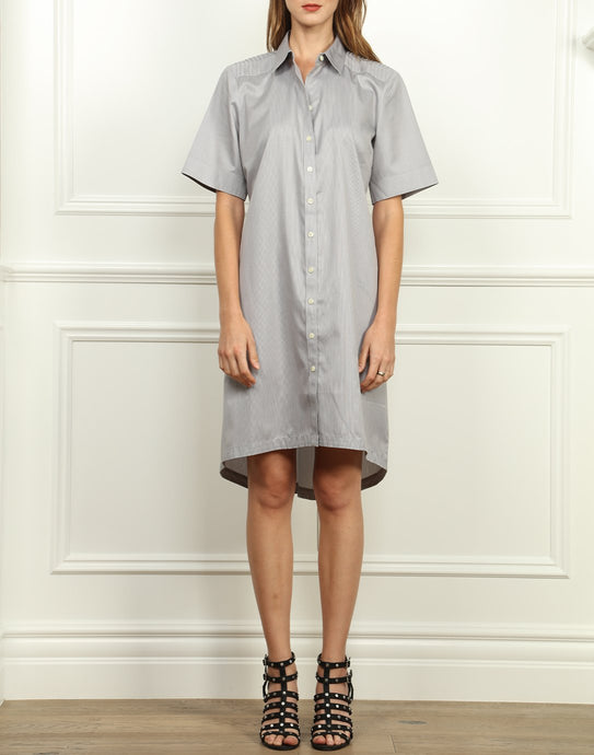 Lori A-line Shirtdress In Tahitian Pearl and White Mini Stripe