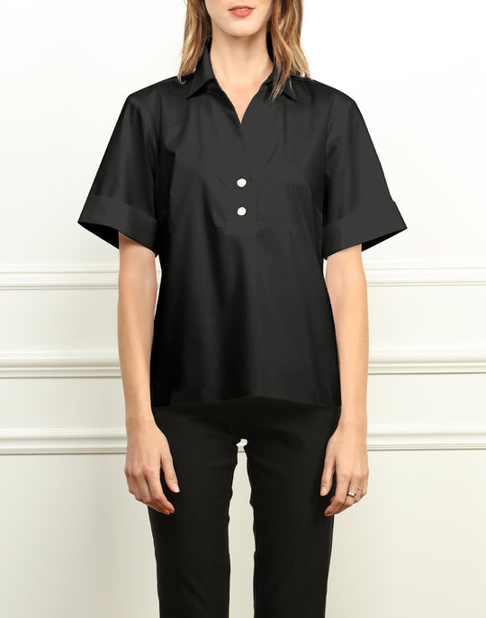 Aileen Short Sleeve Shirt Collar Top