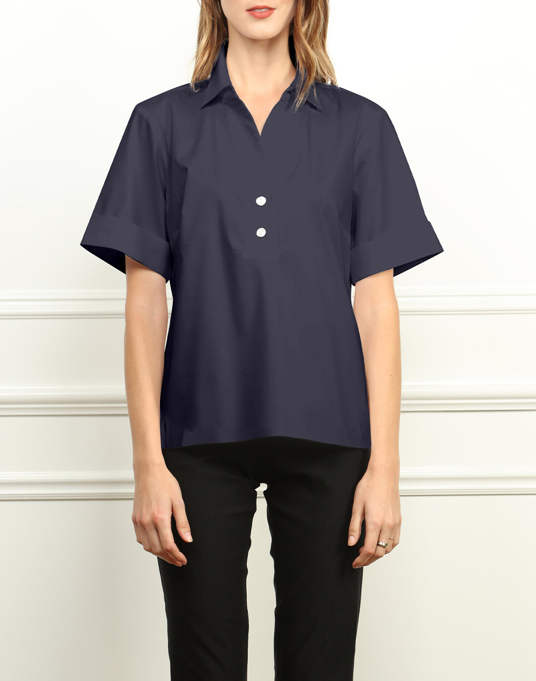 Aileen Short Sleeve Shirt Collar Top