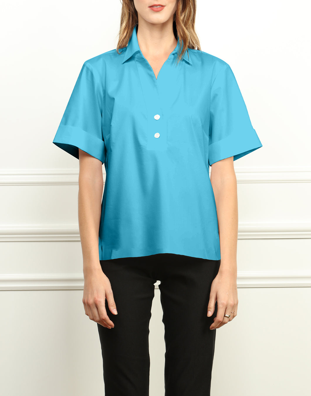 Aileen Short Sleeve Shirt Collar Top