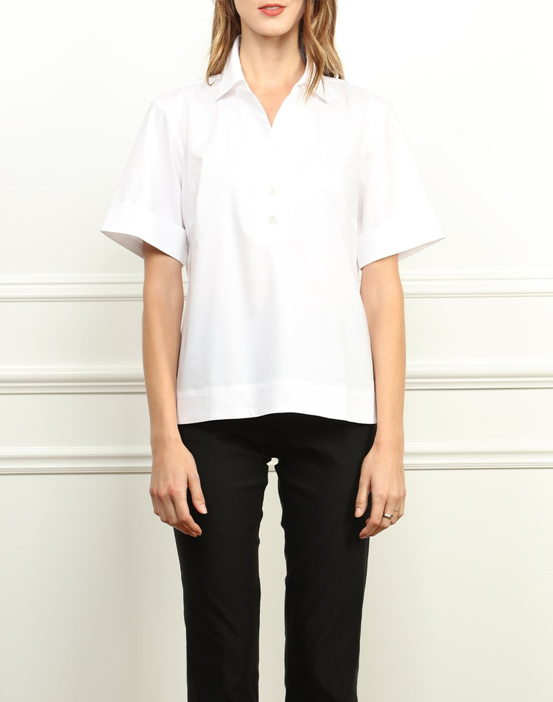 Aileen Short Sleeve Shirt Collar Top