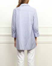Load image into Gallery viewer, Betty Wing Collar A-line Tunic In Indigo/White Stripe Knit