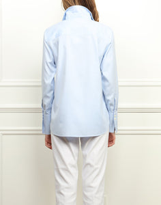 Meghan Luxe Cotton Relaxed Fit Shirt In Blue Mist