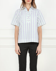 Aileen Short Sleeve Tri-Color Stripe Top