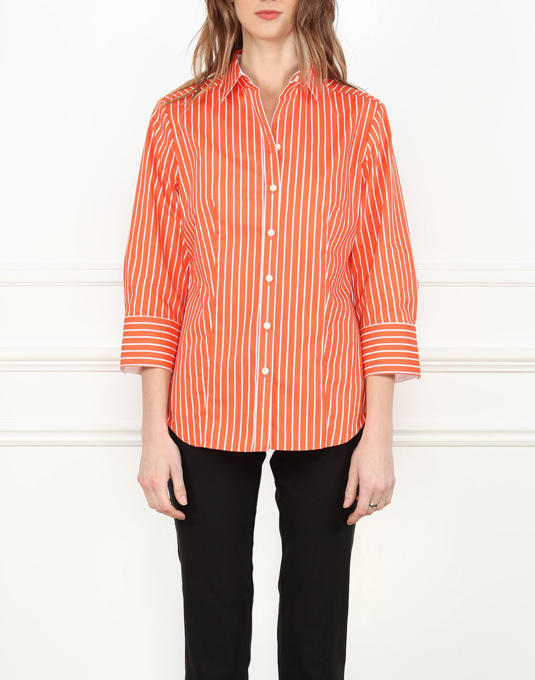Diane Classic Fit Shirt In Orange/White Stripe