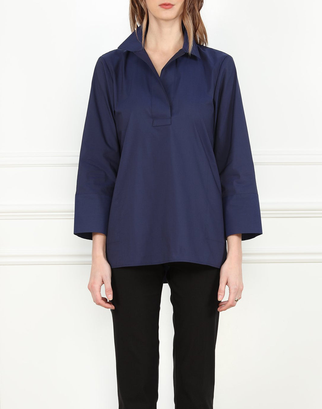 Salina 3/4 Sleeve Stretch Taffeta Popover