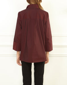 Salina 3/4 Sleeve Stretch Taffeta Popover