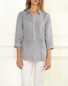 Sophia Luxe Linen 3/4 Sleeve Fitted Shirt