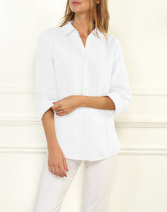 Sophia Luxe Linen 3/4 Sleeve Fitted Shirt