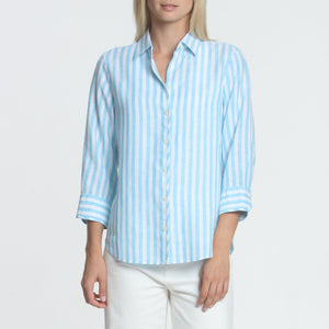 Iris Luxe Linen Relaxed Fit Shirt In Stripe