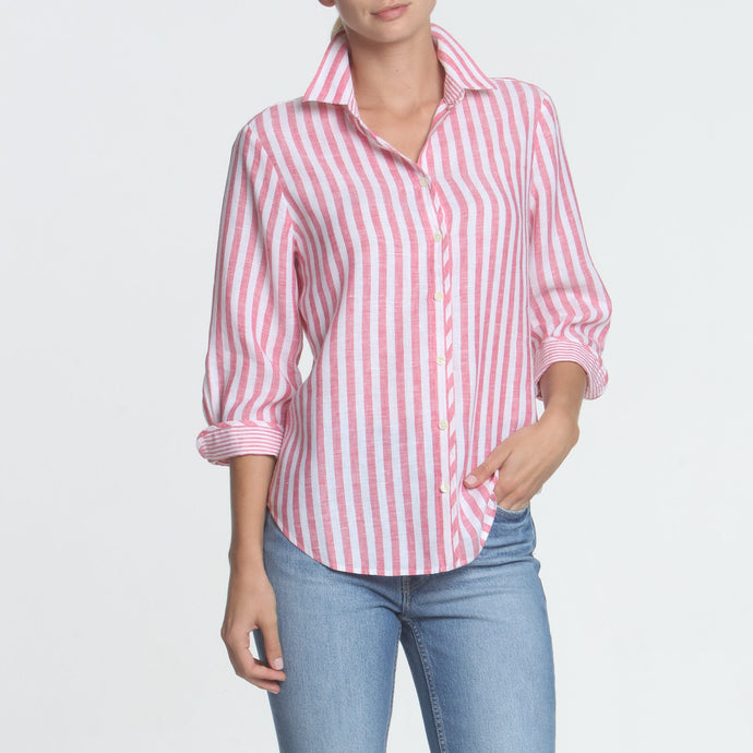 Iris Luxe Linen Relaxed Fit Shirt In Stripe