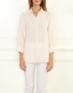 Iris Luxe Linen Relaxed Fit Shirt In Stripe