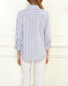 Iris Luxe Linen Relaxed Fit Shirt In Stripe