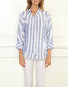 Iris Luxe Linen Relaxed Fit Shirt In Stripe