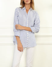 Load image into Gallery viewer, Iris Luxe Linen Relaxed Fit Shirt In Stripe