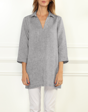 Load image into Gallery viewer, Mira Luxe Linen 3/4 Sleeve Button Back Tunic