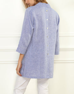 Mira Luxe Linen 3/4 Sleeve Button Back Tunic