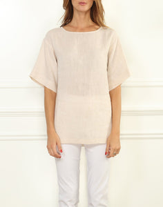Fiona Luxe Linen Button Back Tee