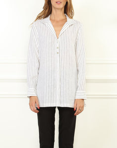 Beatrice Long Sleeve Luxe Linen Stripe Tunic