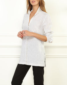 Beatrice Long Sleeve Luxe Linen Stripe Tunic
