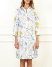 Load image into Gallery viewer, Kathleen Luxe Cotton 3/4 Sleeve Printed Sunflower Shirtdress