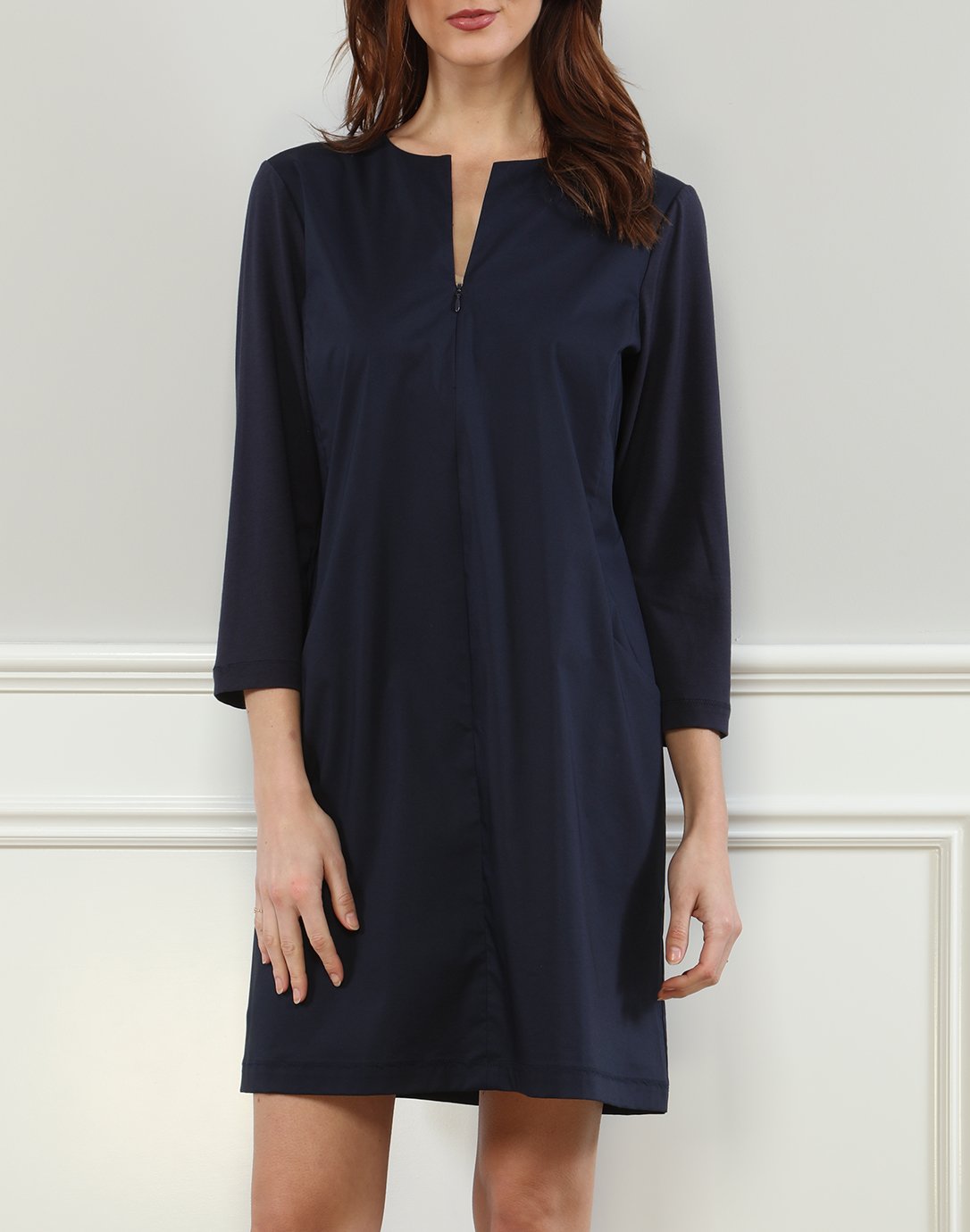 Raquel 3/4 Sleeve Woven/Knit Mixed Dress – Hinson Wu