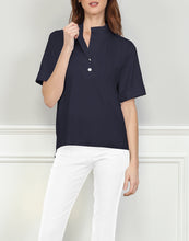 Load image into Gallery viewer, Aileen Short Sleeve Woven Trimmed Polo Top