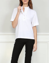 Load image into Gallery viewer, Aileen Short Sleeve Woven Trimmed Polo Top
